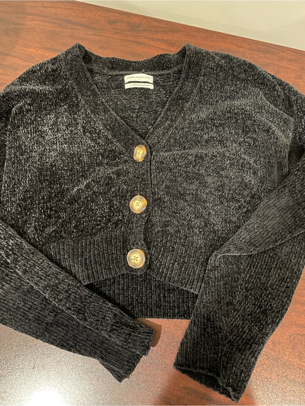 Urban Outfitters Black V-Neck Button Cardigan